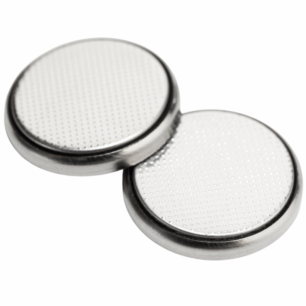 Top view of a 2016 3V lithium disc battery used in small electronics like watches and key fobs