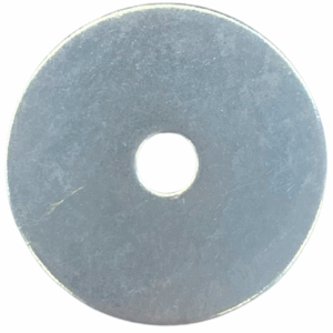 Metal repair washers with large outer diameter and central hole, ideal for distributing load and reinforcing damaged surfaces.